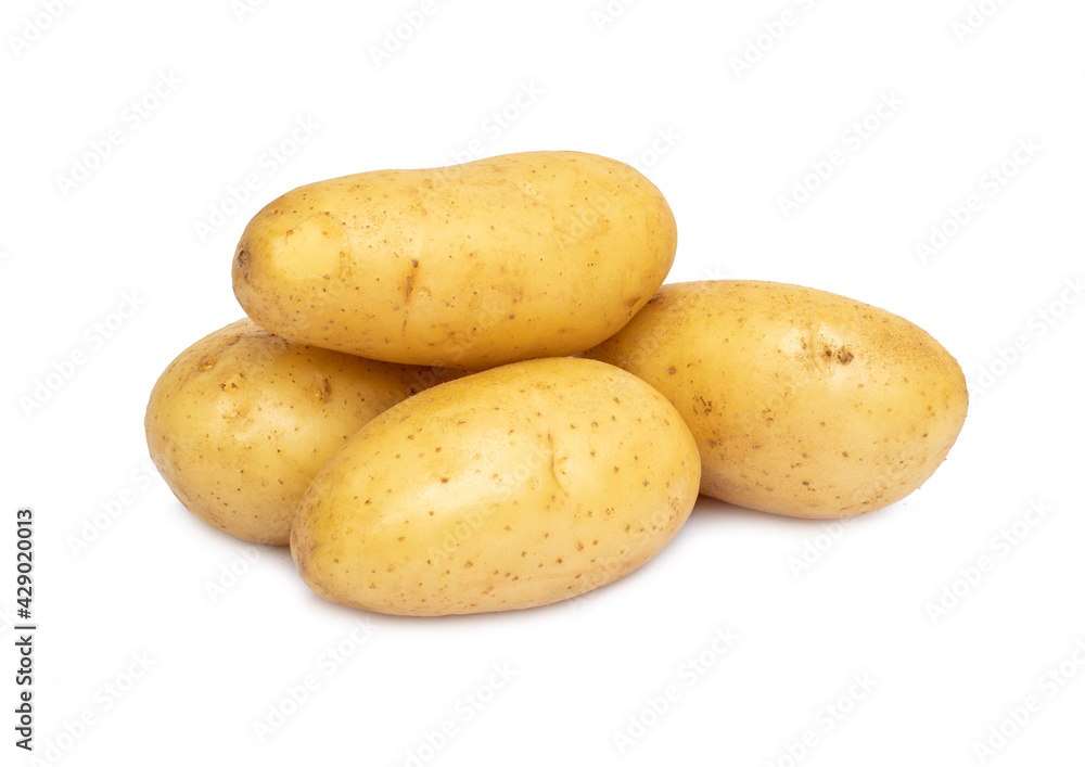 Pile of raw potatoes isolated on white background Pile of raw potatoes isolated on white background
