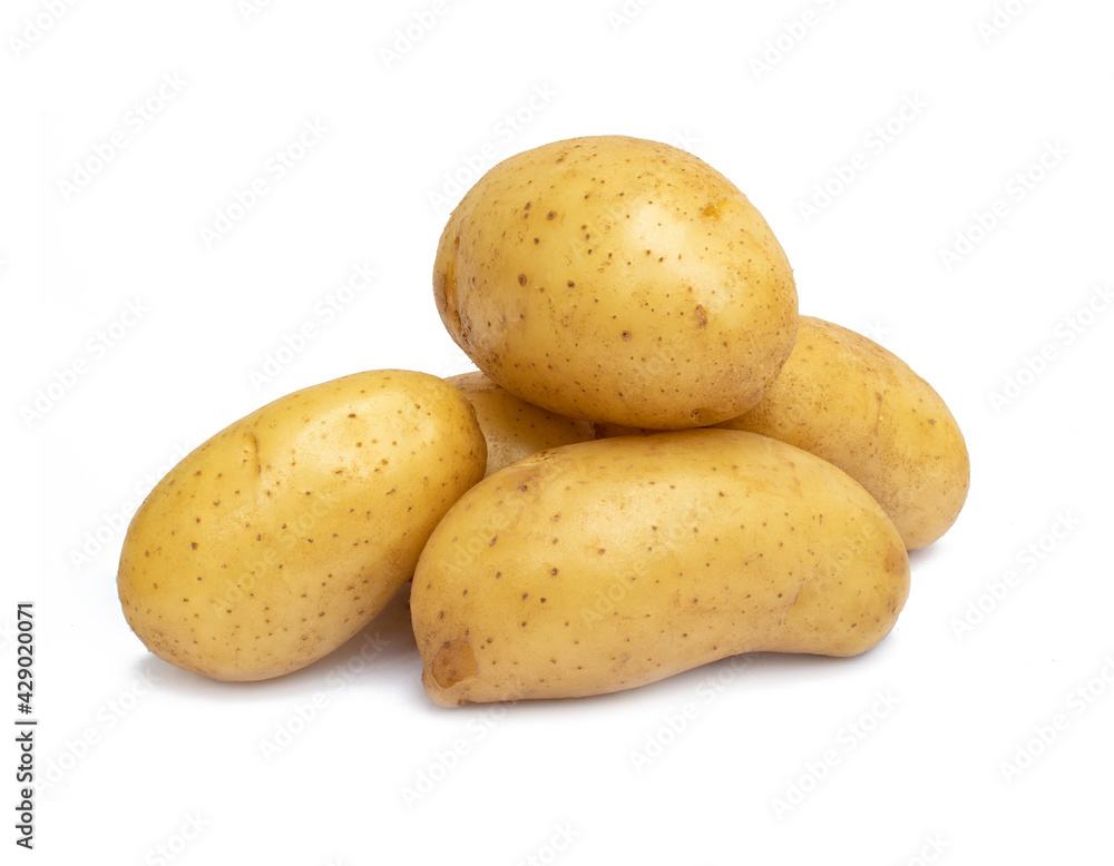 Pile of raw potatoes isolated on white background Pile of raw potatoes isolated on white background