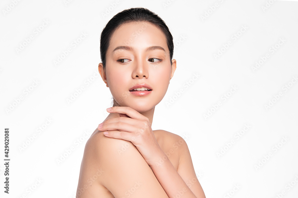 Beautiful young asian woman with clean fresh skin on white background, Face care, Facial treatment, Cosmetology, beauty and spa, Asian women portrait Beautiful young asian woman with clean fresh skin on white background, Face care, Facial treatment, Cosmetology, beauty and spa, Asian women portrait