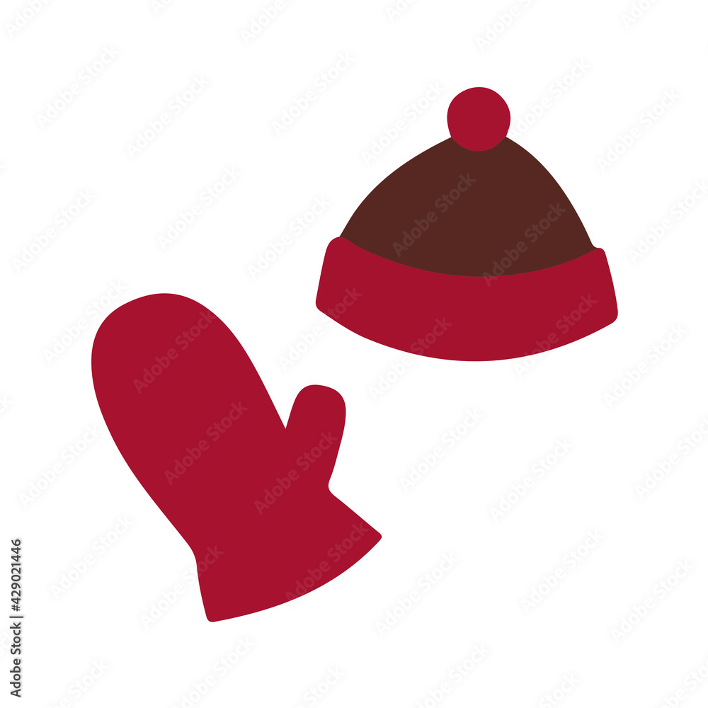 Hat & Glove Seasonal Winter Stylish Warm Clothing Items Icon On White Background Flat Illustration Graphic Hat & Glove Seasonal Winter Stylish Warm Clothing Items Icon On White Background Flat Illustration Graphic