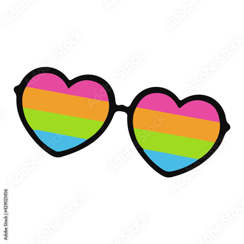 Heart Shape Colorful Sunglasses simple symbol closeup Flat Icon Graphic illustration Isolated on White Background
