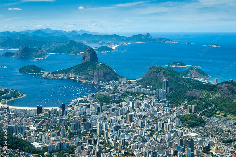 Sugarloaf Mountain, Rio de Janeiro, Brazil. Aerial panorama