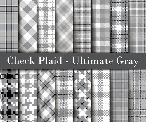 Set Ultimate Gray Tartan Plaid Seamless Patterns.