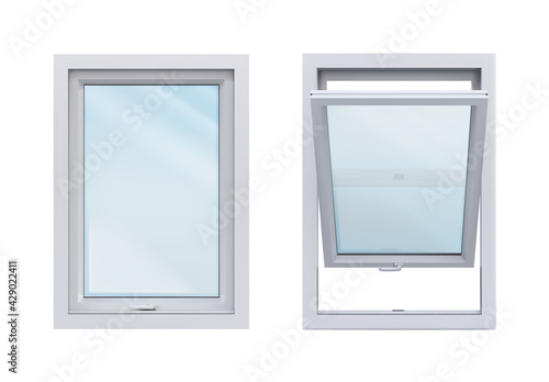 white windows on white background vector illustration