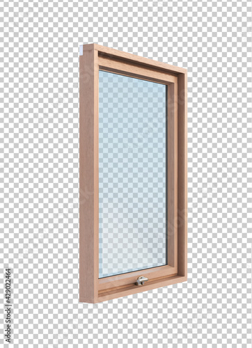 wooden window in side projection on transparent background vector illustration