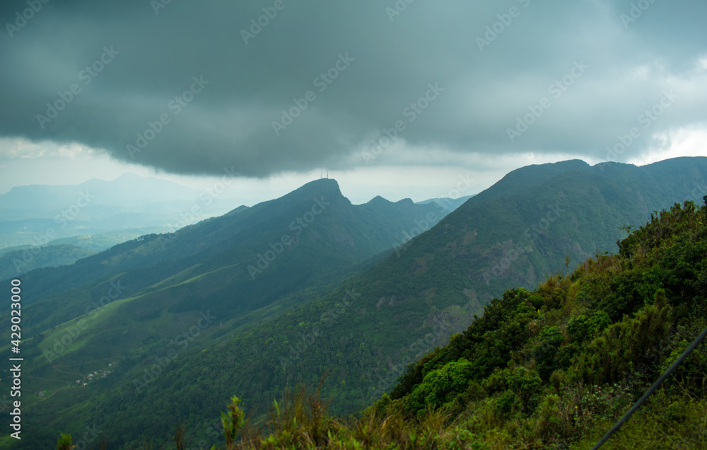 clouds over the mountains, Breathtaking views of the Riverston mountain range in Matale Srilanka.
