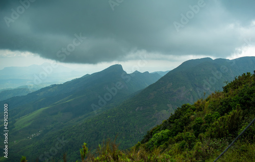Fototapeta Naklejka Na Ścianę i Meble -  clouds over the mountains, Breathtaking views of the Riverston mountain range in Matale Srilanka.