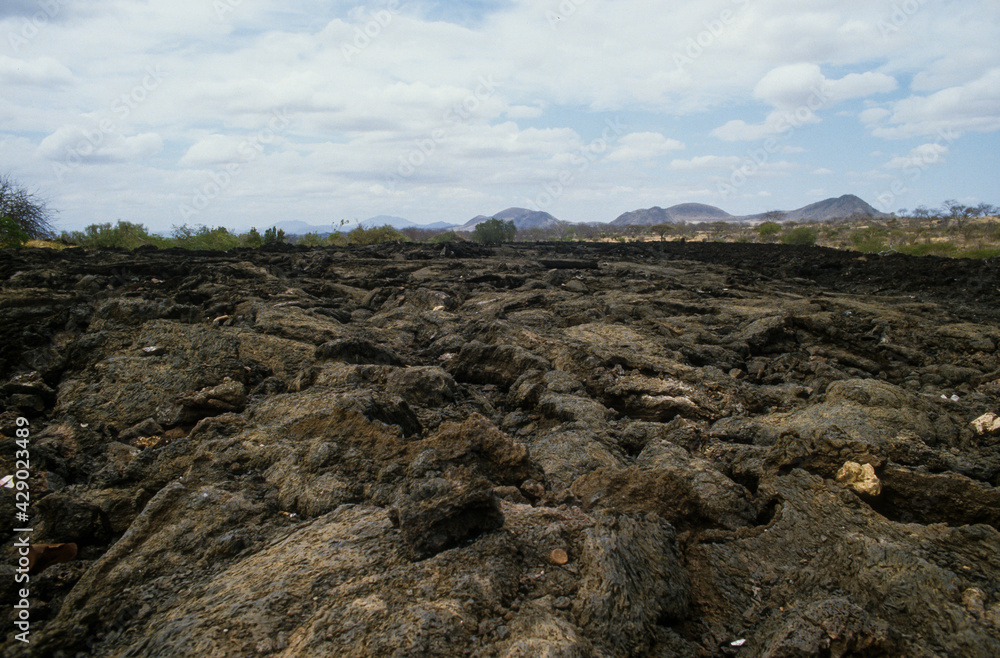Obraz premium lave, volcan Shetani, Parc national du Tsavo, Kenya