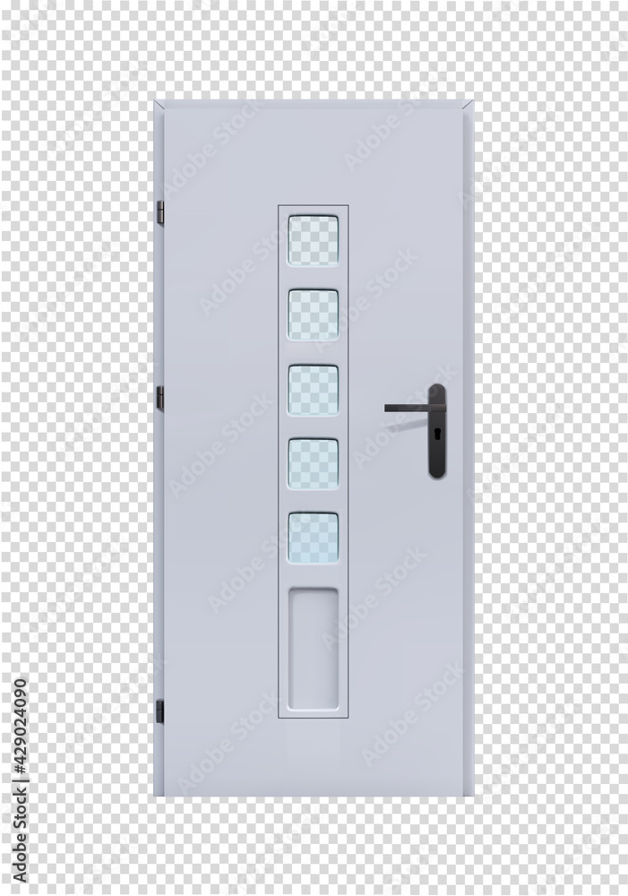 Metal door with windows on a transparent background. vector illustration Metal door with windows on a transparent background. vector illustration