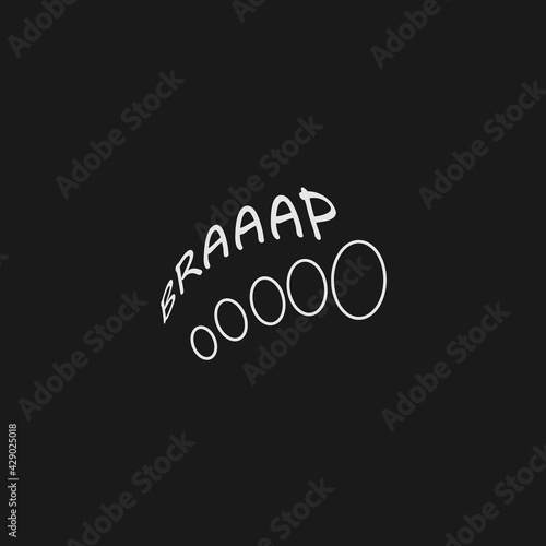 Braaap flat icon. Simple style motocross braap sound poster design background symbol. Logo design element. T-shirt printing. Vector for sticker.