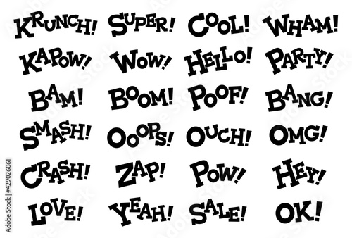 コミック風の擬音語や感嘆符を表現した文字素材