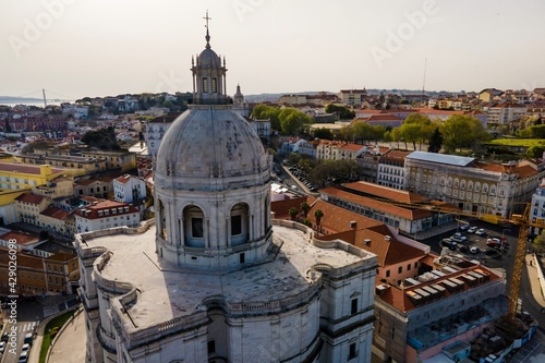 Aerial view of Panteao Nacional, the National Pantheon is a celebrity tombs in a 17th-century church, Lisbon, Portugal.