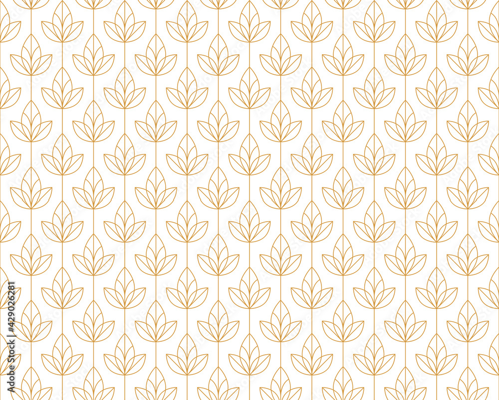 Flower geometric pattern. Seamless vector background. White and gold ornament. Ornament for fabric, wallpaper, packaging. Decorative print