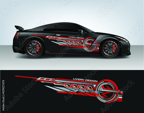 Vinyl sticker Decals set for Car truck mini bus modify Motorcycle. Racing Vehicle Graphic kit isolated vector design race Elegant stripes. modern red technology background for wrap