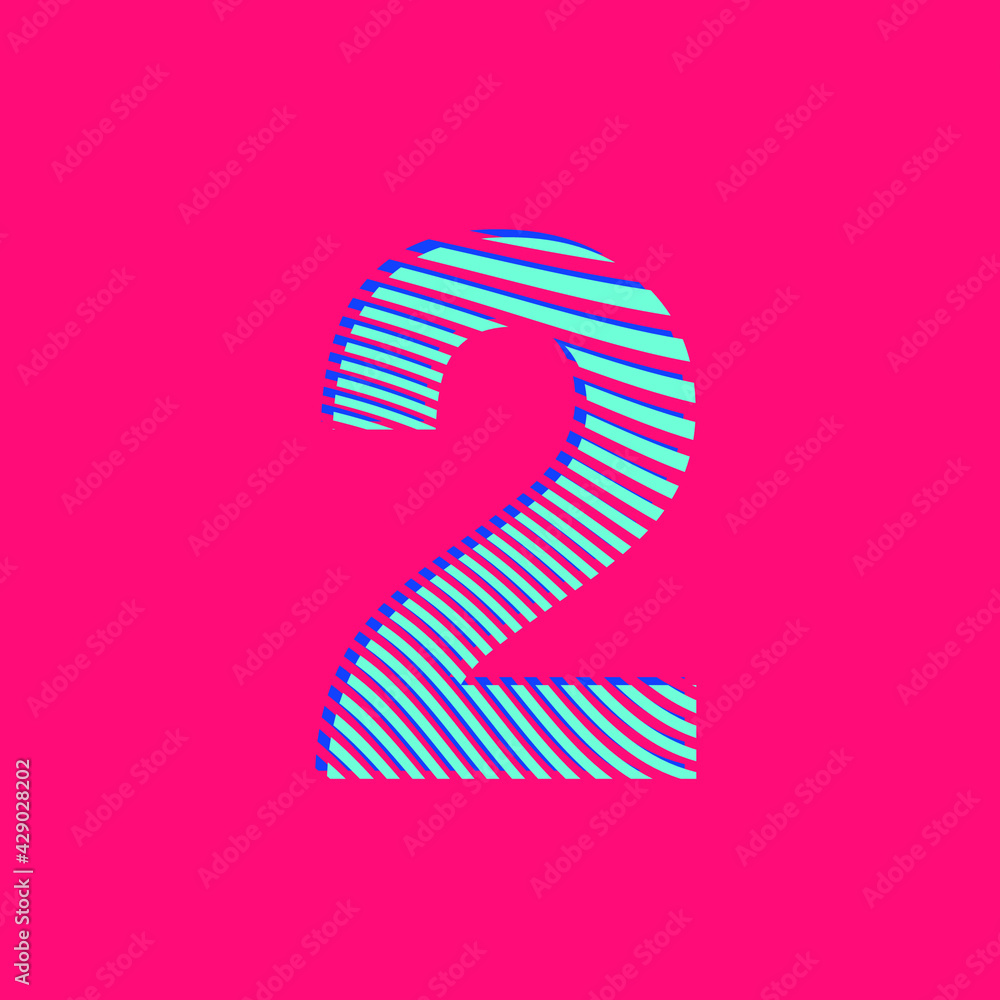 number 2 two with curved lines texture in blue with a sporty style number 2 two with curved lines texture in blue with a sporty style