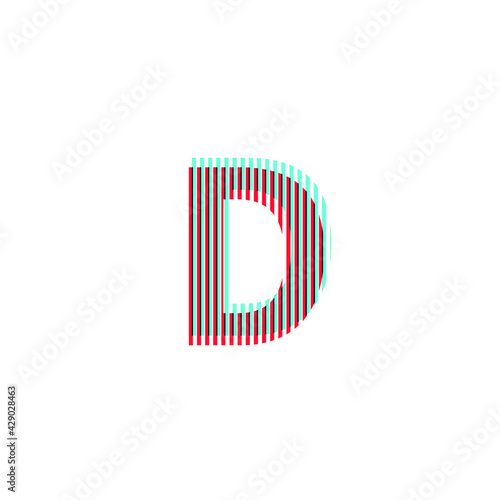 letter "D", anaglyph effect, editable vector