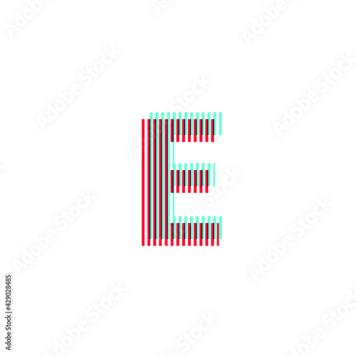 letter "E", anaglyph effect, editable vector