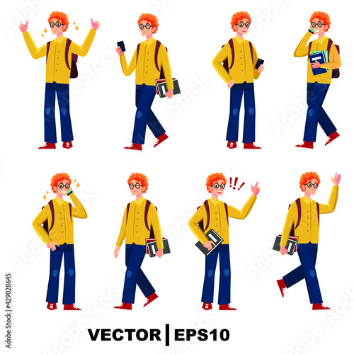cartoon student set