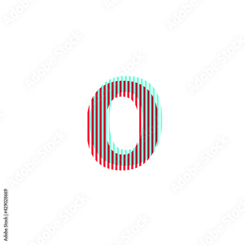 letter "O", anaglyph effect, editable vector