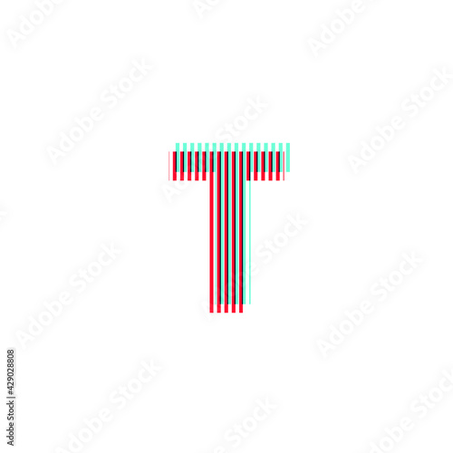 letter "T", anaglyph effect, editable vector
