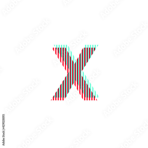 letter "X", anaglyph effect, editable vector