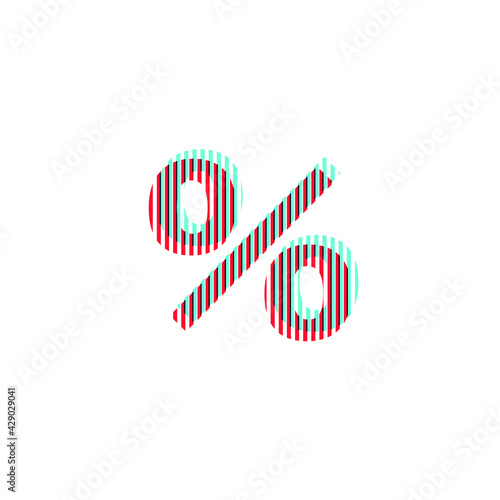 percentage symbol, anaglyph effect, editable vector