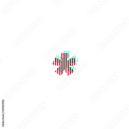 "asterisk" symbol, anaglyph effect, editable vector