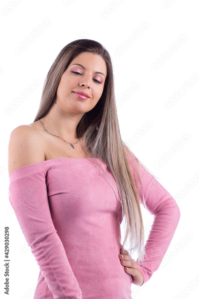 Beautiful woman with pink dress Beautiful woman with pink dress