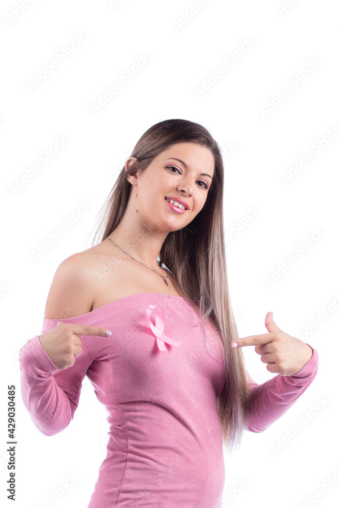 Fototapeta premium Beautiful woman with pink dress