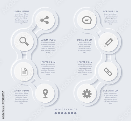 Vector elegant simple refined style infographic design UI template spiral round cross labels and icons