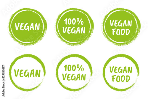 vegan logo icon set, organic natural food labels
