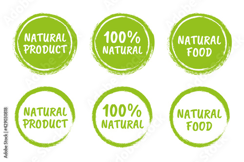 natural food logo icon set, organic eco labels