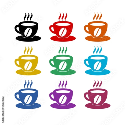 Coffee cup icon isolated on white background color set