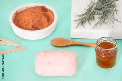 Natural soap with rosemary, honey and Red clay