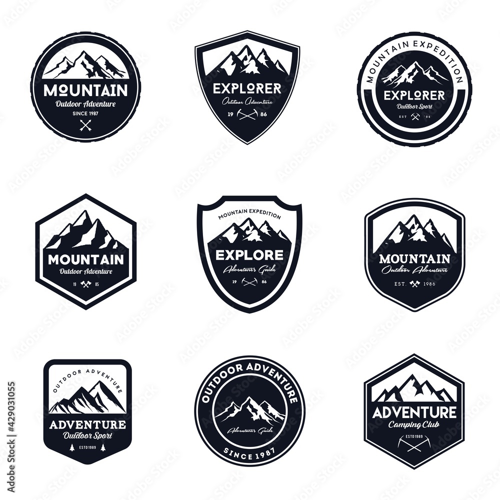 Vintage Mountain & Outdoor Badges Set