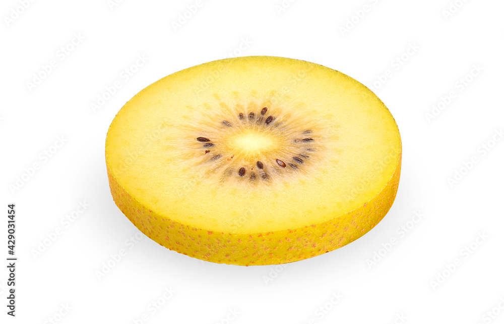 slice gold kiwi isolated on white background. slice gold kiwi isolated on white background.