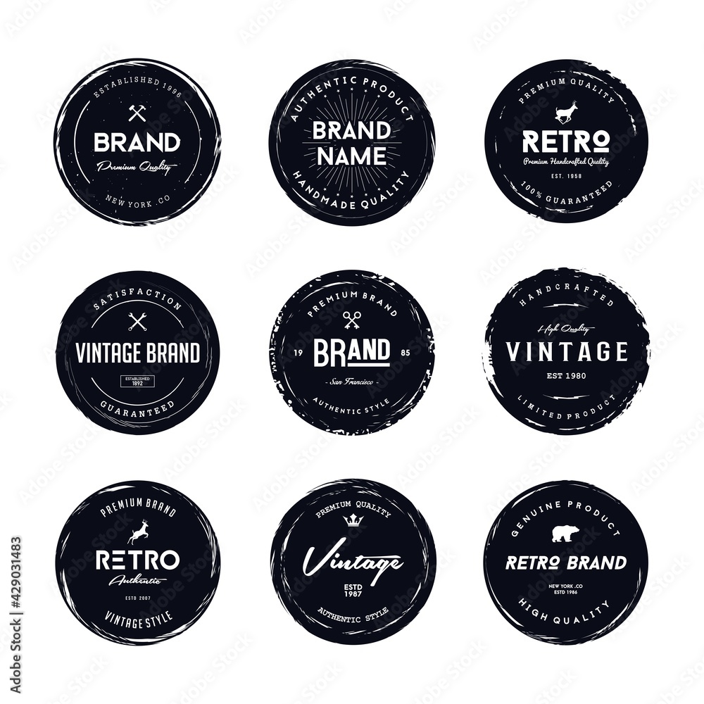 Vintage Style Brand Label Vector Set