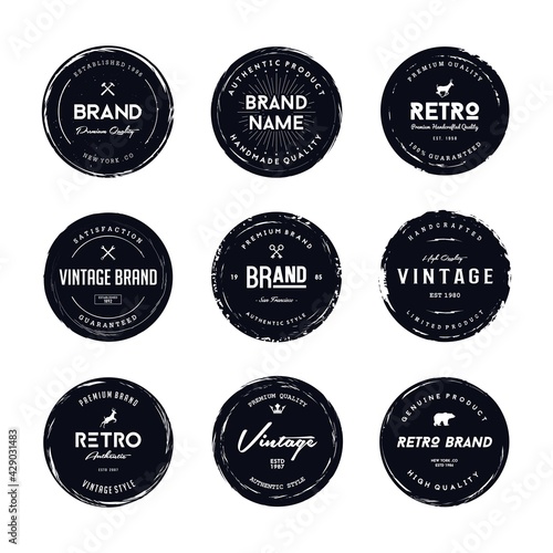 Vintage Style Brand Label Vector Set