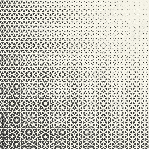 Abstract geometric gold graphic design print halftone triangle pattern. Design element for background, posters, cards, wallpapers, backdrops, panels - Vector illustration