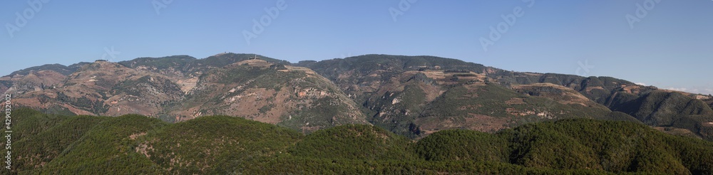 Panorama of the mountains in Yunnan province
