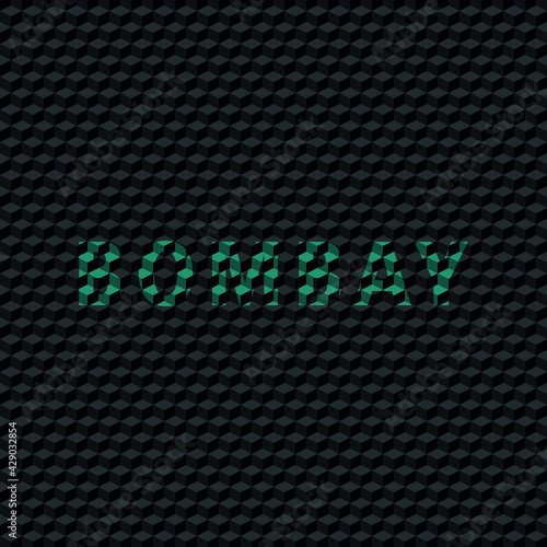 text "BONBAY" airport departure notice in blue color on black background, editable vector