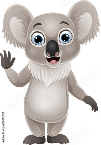 Cartoon funny koala waving hand
