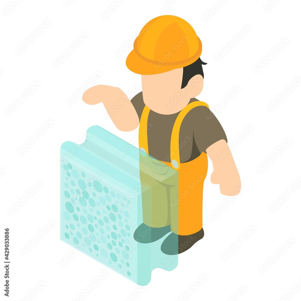 Glass worker icon. Isometric illustration of glass worker vector icon for web Glass worker icon. Isometric illustration of glass worker vector icon for web
