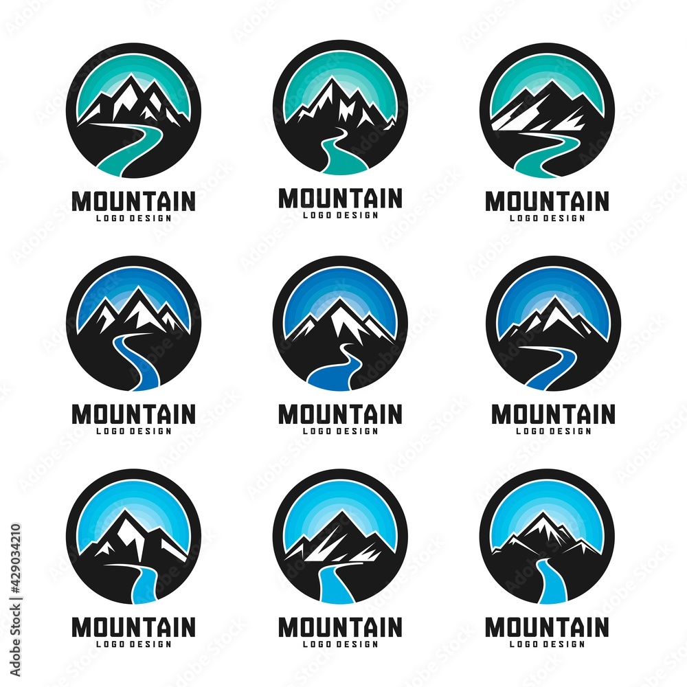 Mountain & River Logo Design Vector Set Mountain & River Logo Design Vector Set