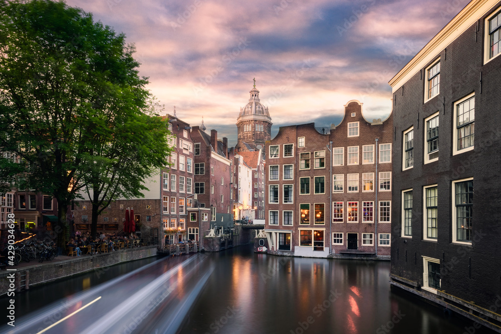 The traditional dutch houses of Amsterdam, The Netherlands