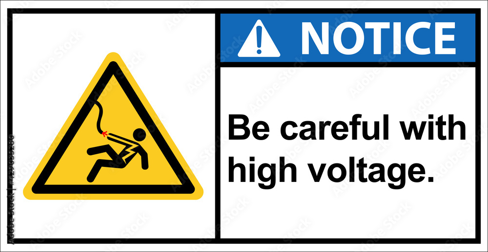 Beware of high voltage shock.,Notice Sign
