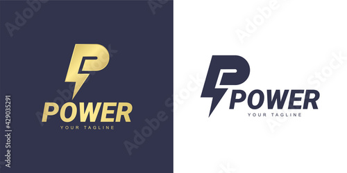 The letter p logo has a power concept