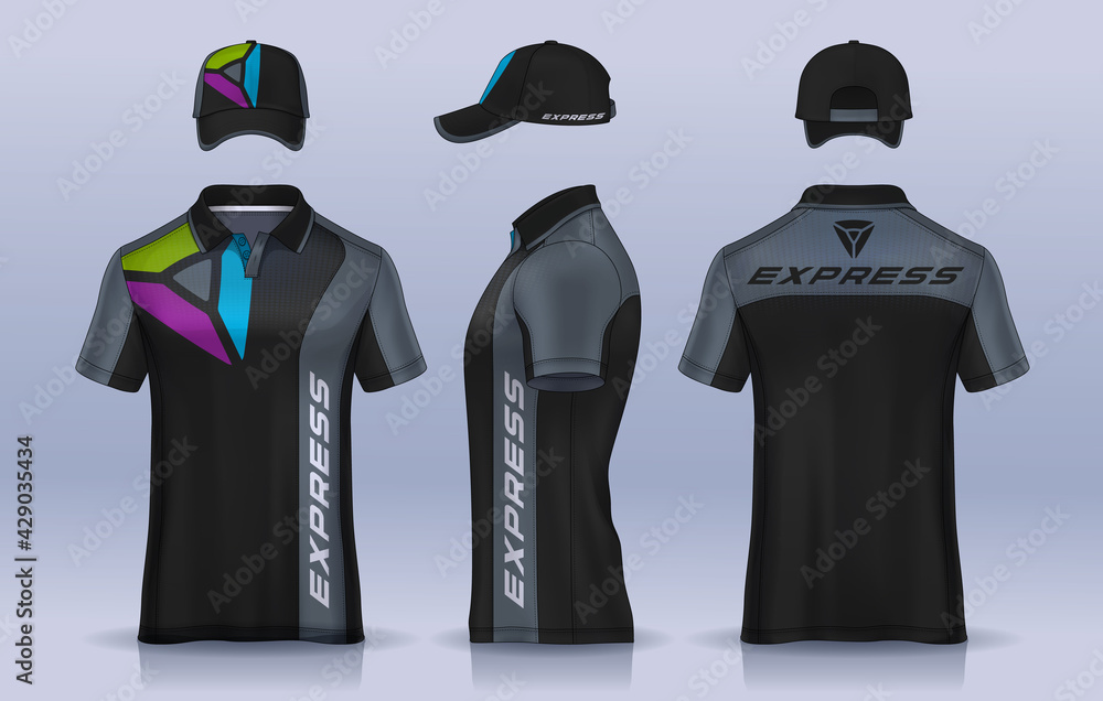Corporate Work Shirts,t-shirt and cap templates design. uniform for company. - obrazy, fototapety, plakaty 