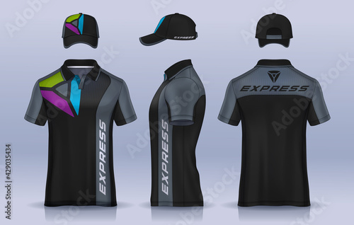 Corporate Work Shirts,t-shirt and cap templates design. uniform for company.
