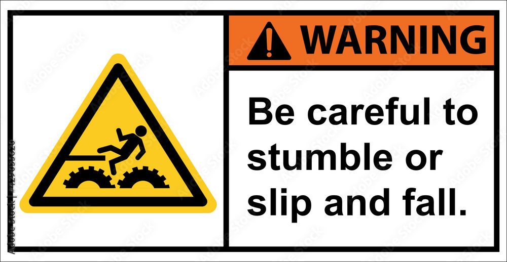 Beware of falling around the driving gear.,Warning sign Beware of falling around the driving gear.,Warning sign